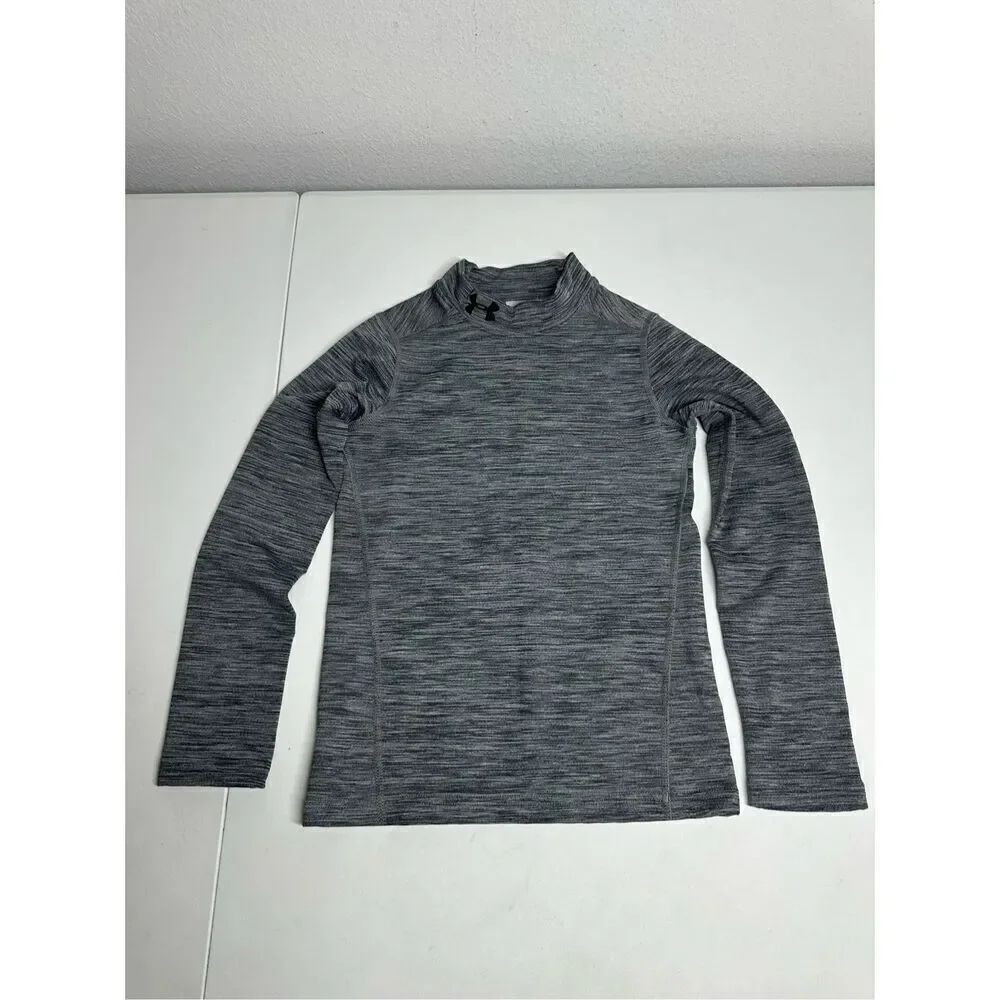 Under Armour Youth Kids Turtleneck Top Baselayer Heather Gray Long Sleeve Sz M